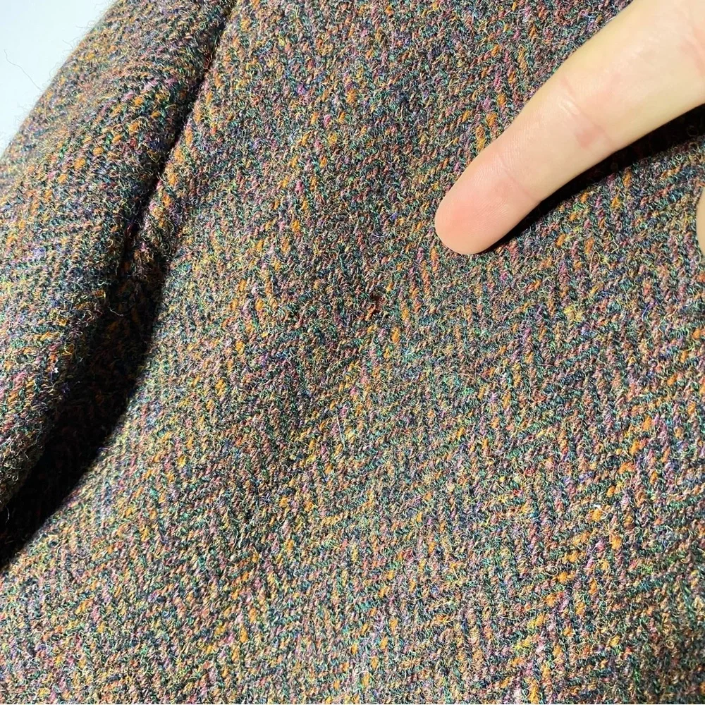 Vintage Harris Tweed Classic Brown Wool Herringbone Blazer 42L Dadcore Academia - Picture 6 of 16
